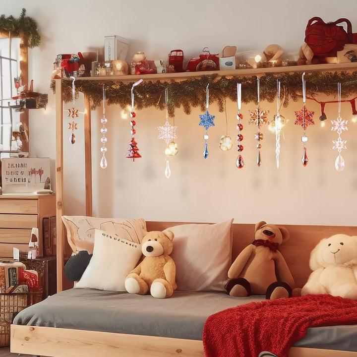 Lanpn 26 Stück Weihnachten Dekoration Kristall Christbaumschmuck Anhänger, Acryl Schneeflocken Eisza