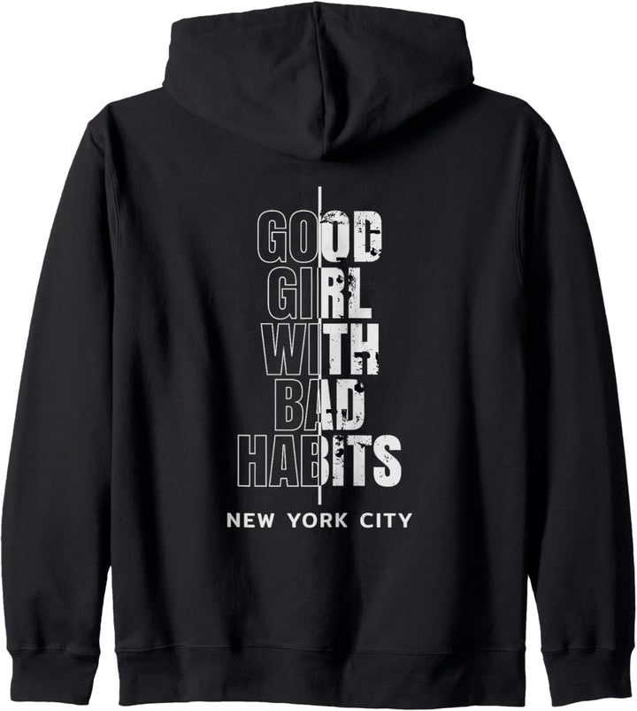 Cool New York City Good Girl with Bad Habits Graphic Designs Kapuzenjacke