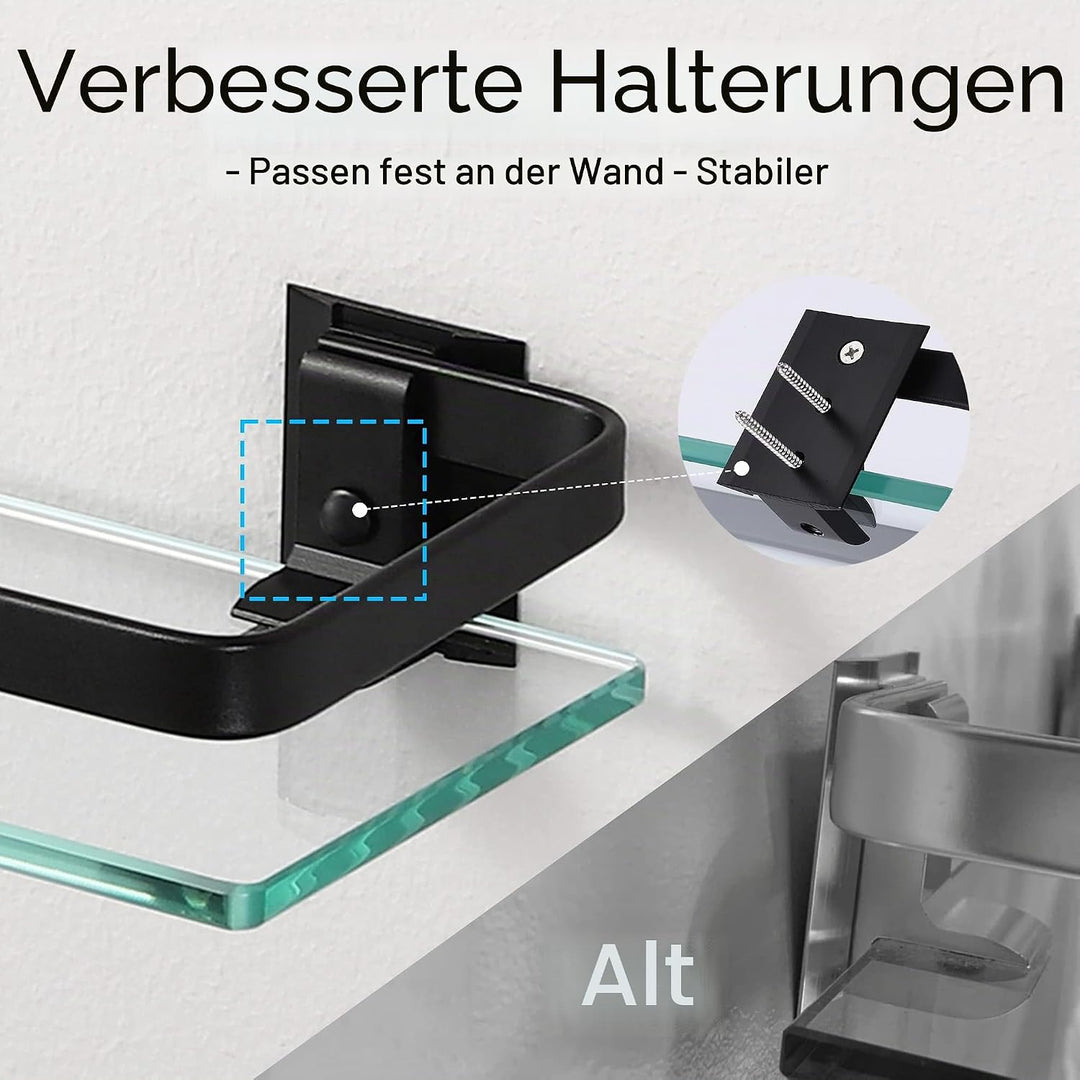 KES Duschablage Glas Duschregal Glasregal 8mm Ablage Bad Glasablage für Badezimmer Regal Wandregal B