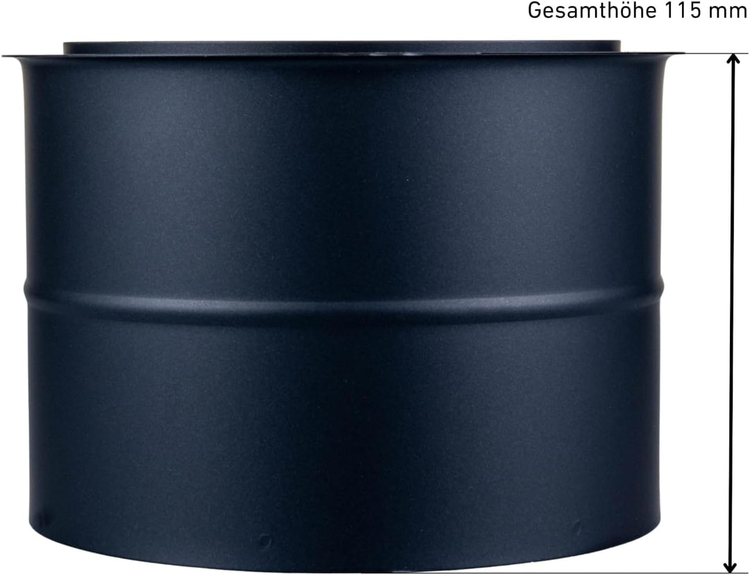 Raik Rauchrohr Doppelwandfutter Ofenrohr 150 mm Schwarz aus Stahl temperaturbeständig bis 600 °C für