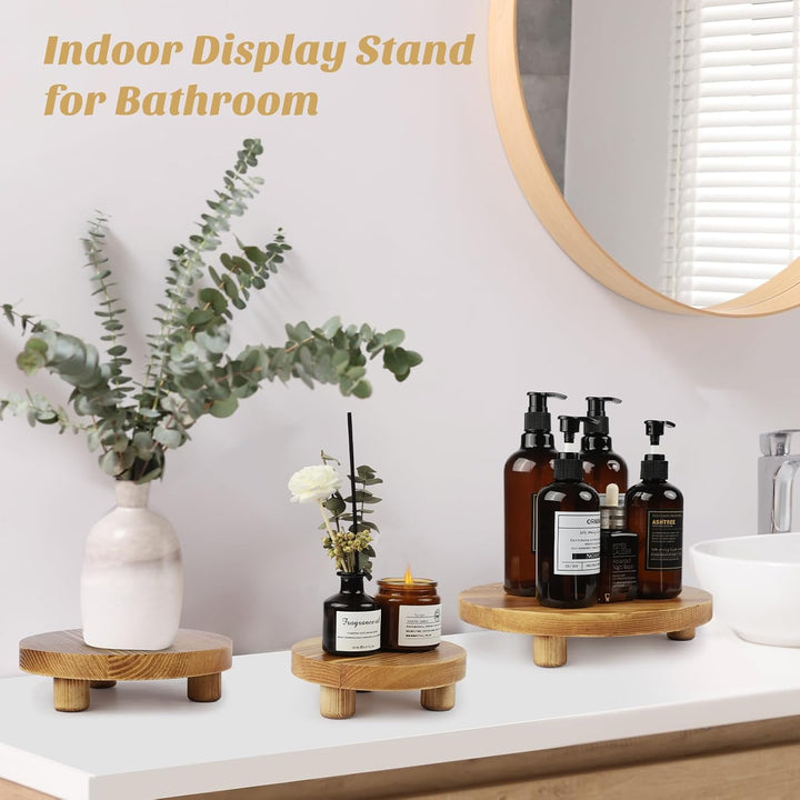 Holzpflanzenständer, Holzpodeste für den Innen- und Aussenbereich zur Dekoration, Holz-Hocker-Ausste