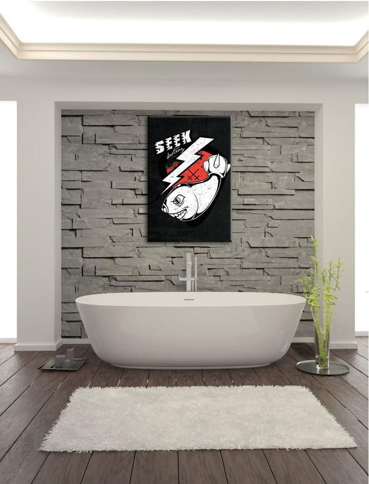 Dark Bombs away black Bild auf Leinwand, XXL riesige Bilder fertig gerahmt mit Keilrahmen, Kunstdruc
