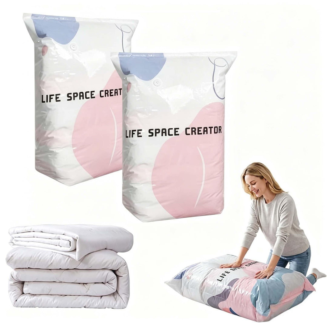 2PCS No-Pump Large Vacuum Storage Compression Bags, Vakuumbeutel ohne Pumpe, Vacuum Storage Bag,Vers