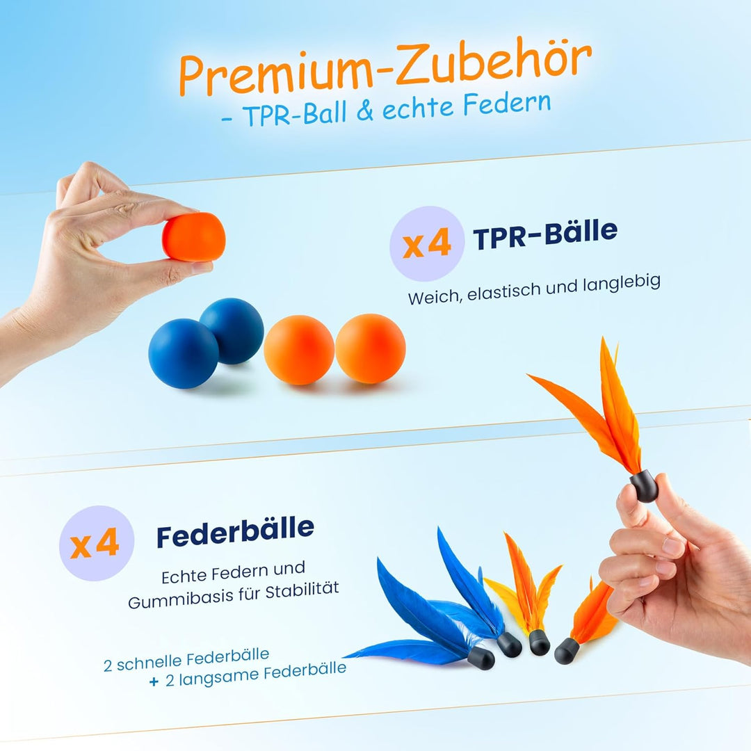 U&C Planet Beachball Set Paddle Ball Spiel Strandschlägerset aus Holz Schläger Spiel für Kinder&Fami