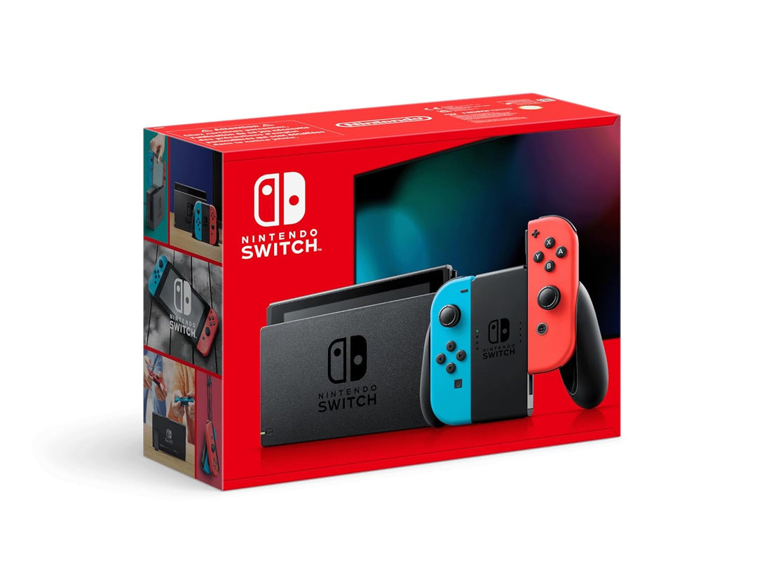 Nintendo Switch-Konsole Neon-Rot/Neon-Blau Switch-Tasche & -Schutzfolie - Schwarz/Weiss