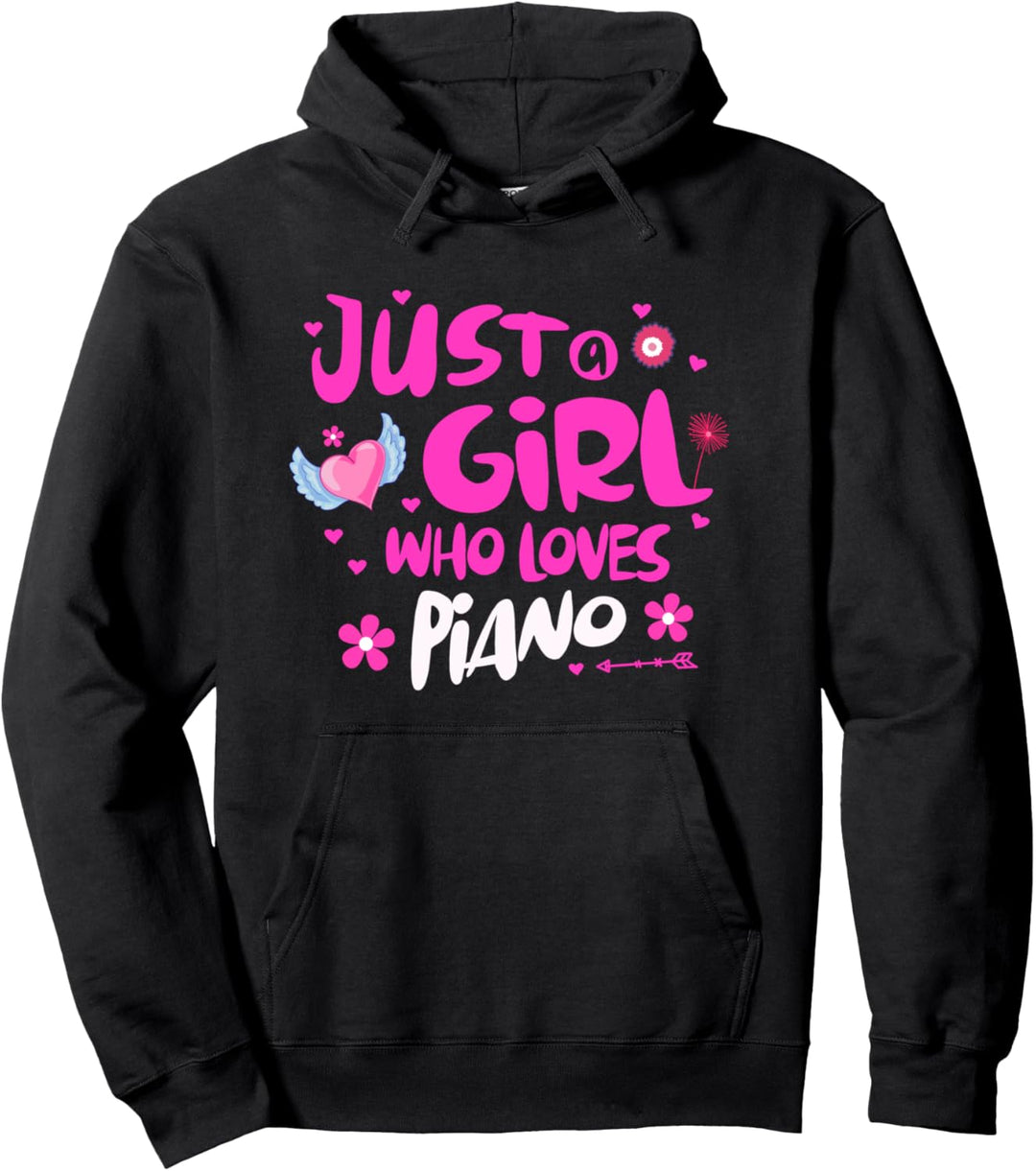 Just a Girl Who Loves Piano Pullover Hoodie