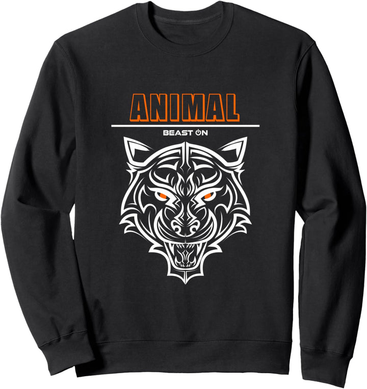 Tiger Kopf Orange Animal Gains Gym Workout Fitness Training Sweatshirt