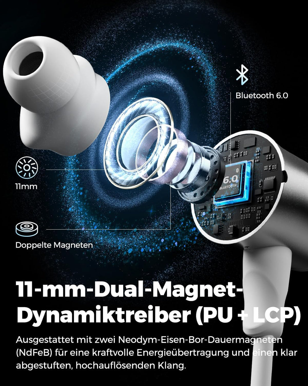 SoundPEATS Q40HD In-Ear Sport-Kopfhörer mit Nackenband, Grauweiss | LDAC Hi-Res, Dynamischer EQ Audi