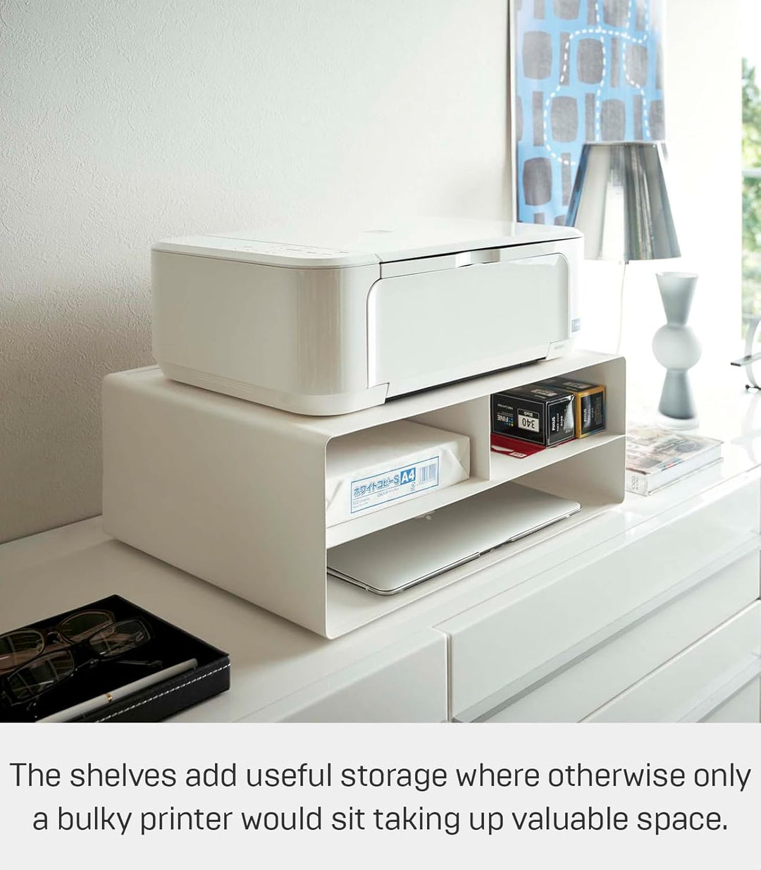 YAMAZAKI Tower Druckerstation, Legierter Stahl, Weiss, One Size