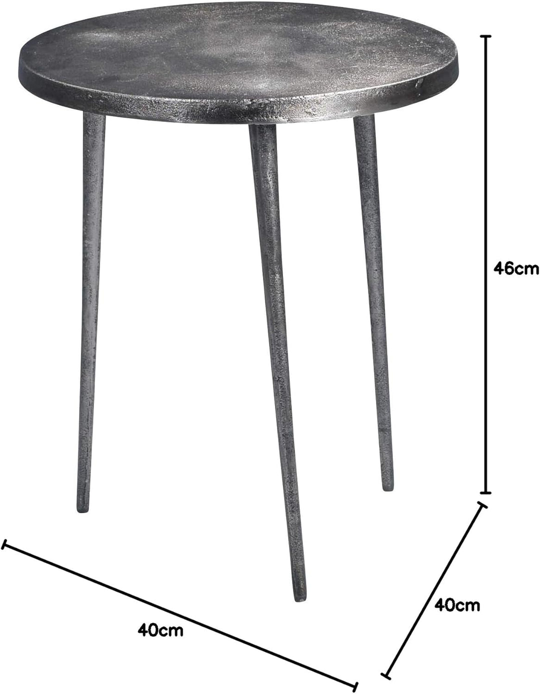 M2 Kollektion Casandra 1 Couchtisch/Beistelltisch/Tischset, Metall, grau, Durchmesser 40cm, Höhe 46c