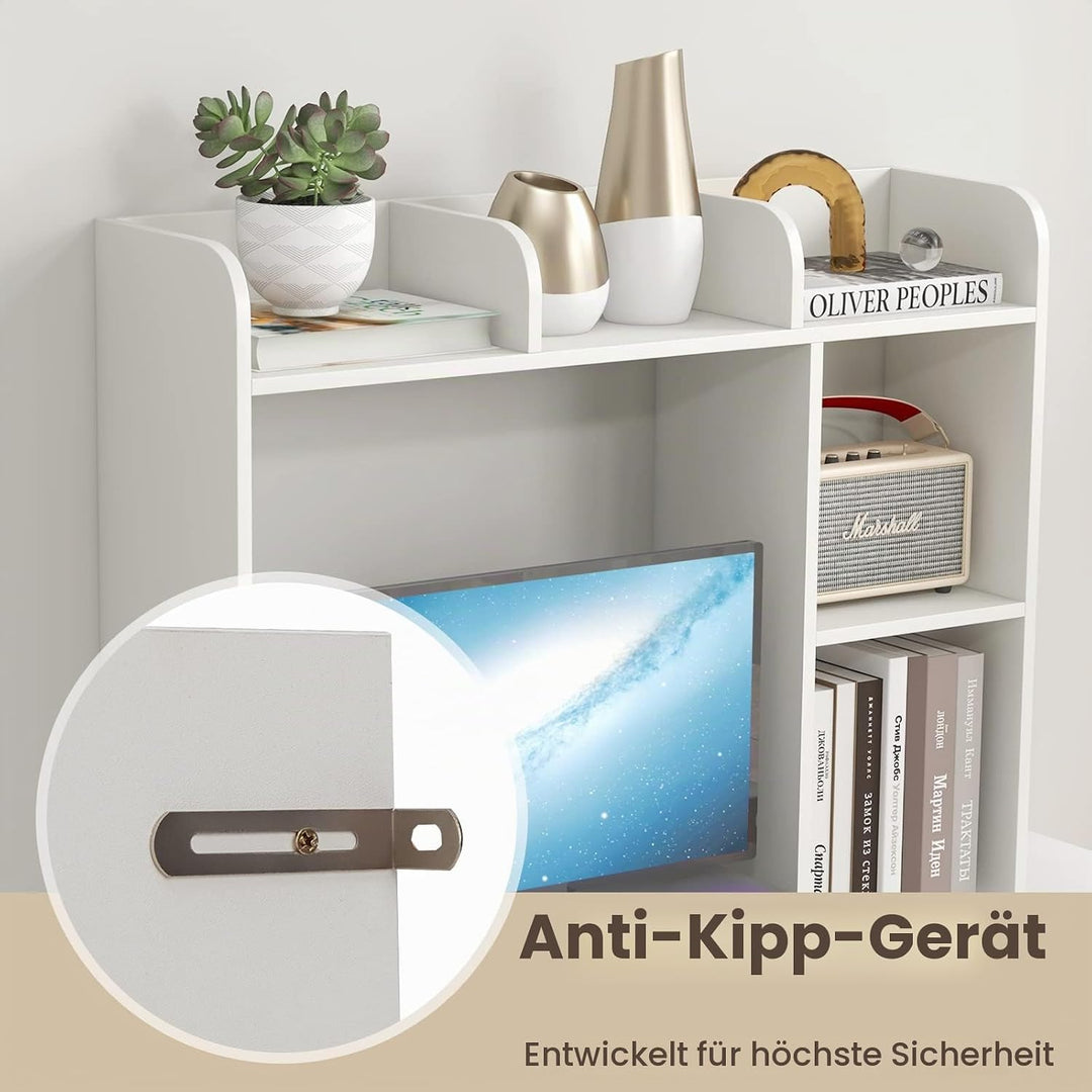 GIANTEX Schreibtisch Regal, Tischregal Kleines Regal mit 3 Ablagen &amp; 2 offenen Fächern, Schreibtisch
