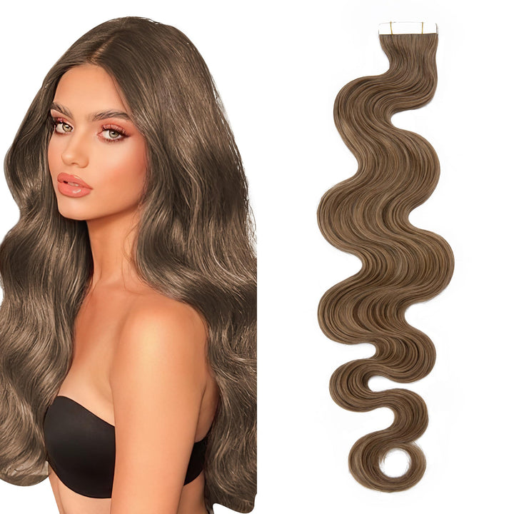 SEGO Tape Extensions Echthaar GEWELLT 16zoll/40cm 20 Stück Klebeband Haarverlängerung 100% Remy Haar
