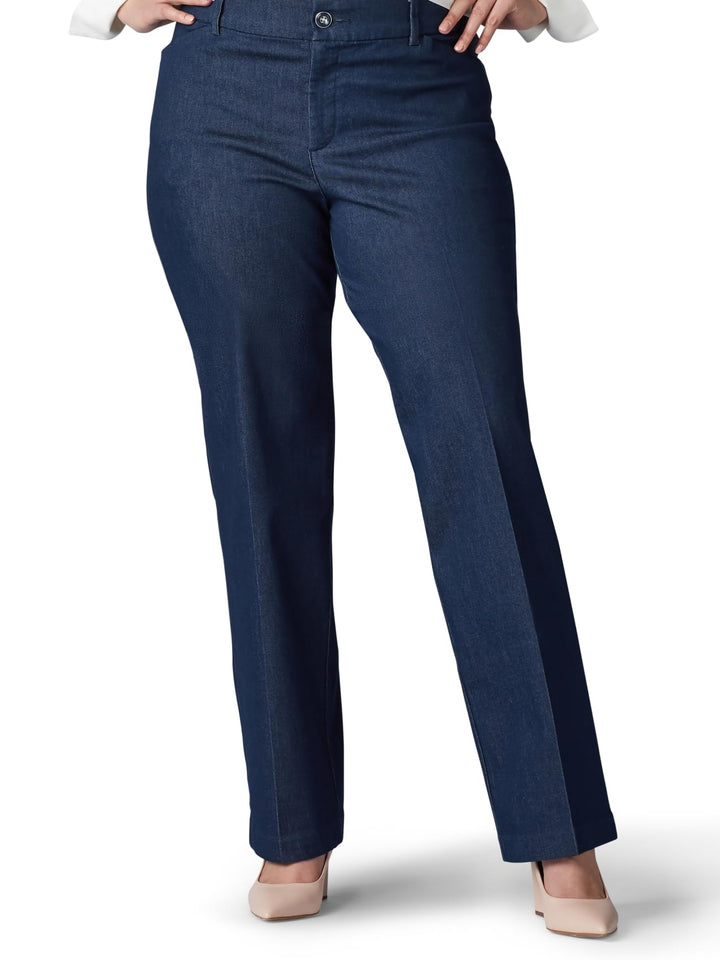 Lee Women's Plus Size Flex Motion Regular Fit Trouser Pant 26 Lang Indigo Rinse, 26 Lang Indigo Rins