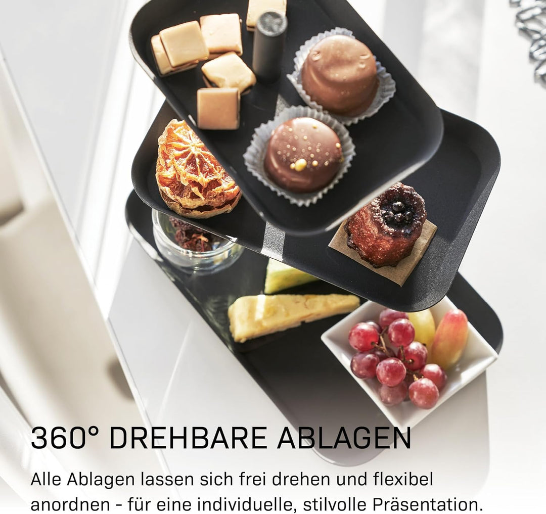 Yamazaki 4281 TOWER Etagere mit 3 Ebenen, schwarz, Stahl, Minimalistisches Design Schwarz Single, Sc