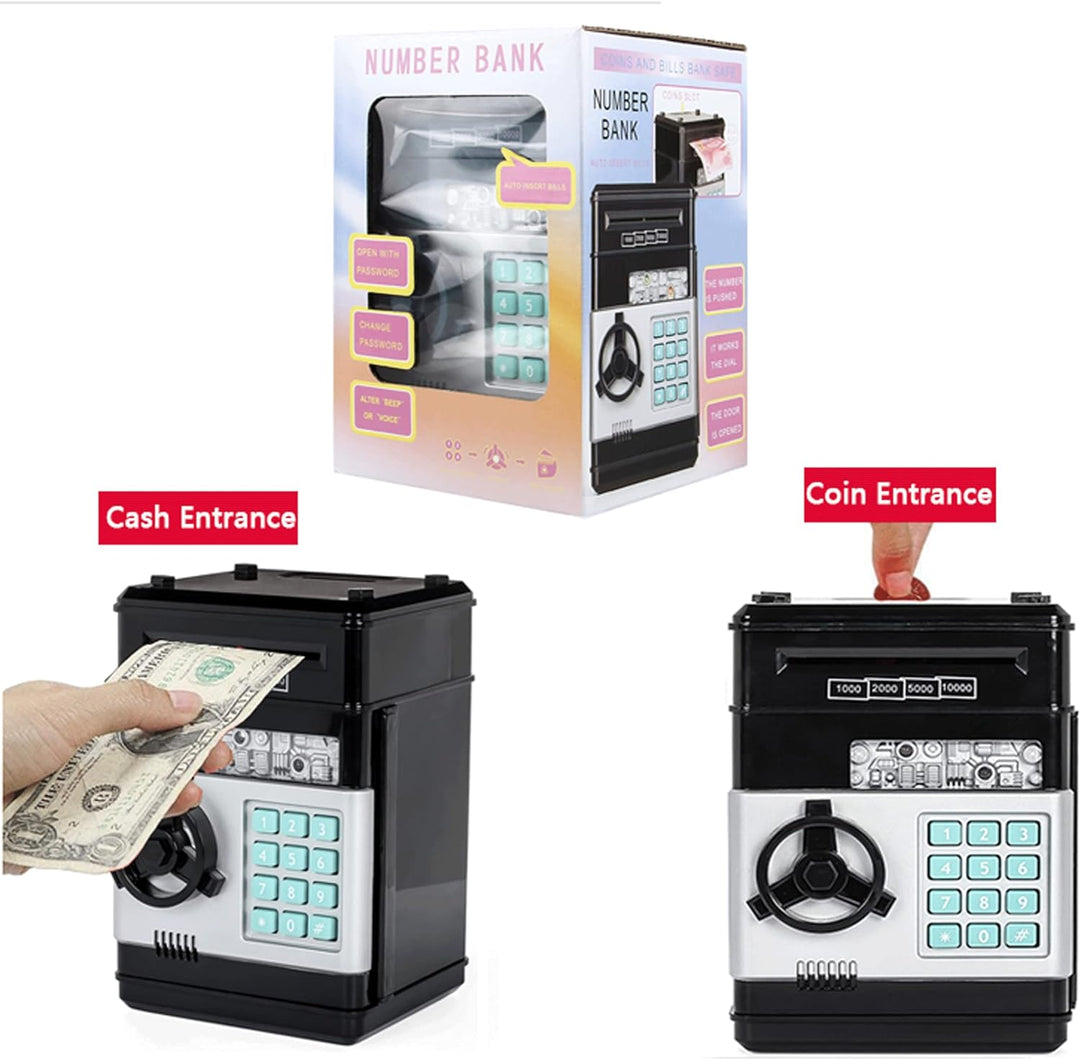 Elektronische Sparschwein Bargeld Münze Dose Geldspind Auto Einfügen Rechnungen Safe Box Passwort AT