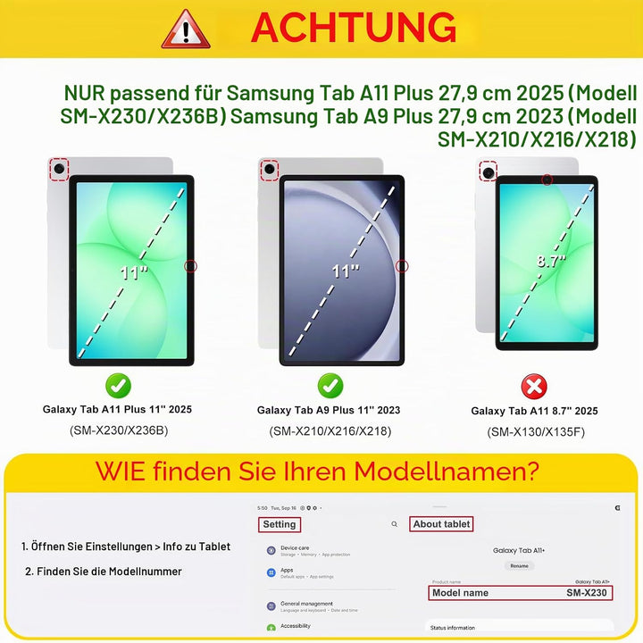 FINTIE Tastatur Hülle für Samsung Galaxy Tab A11+ Plus 11" 2025 / Tab A9+ Plus 11 Zoll 2023 Tablet -