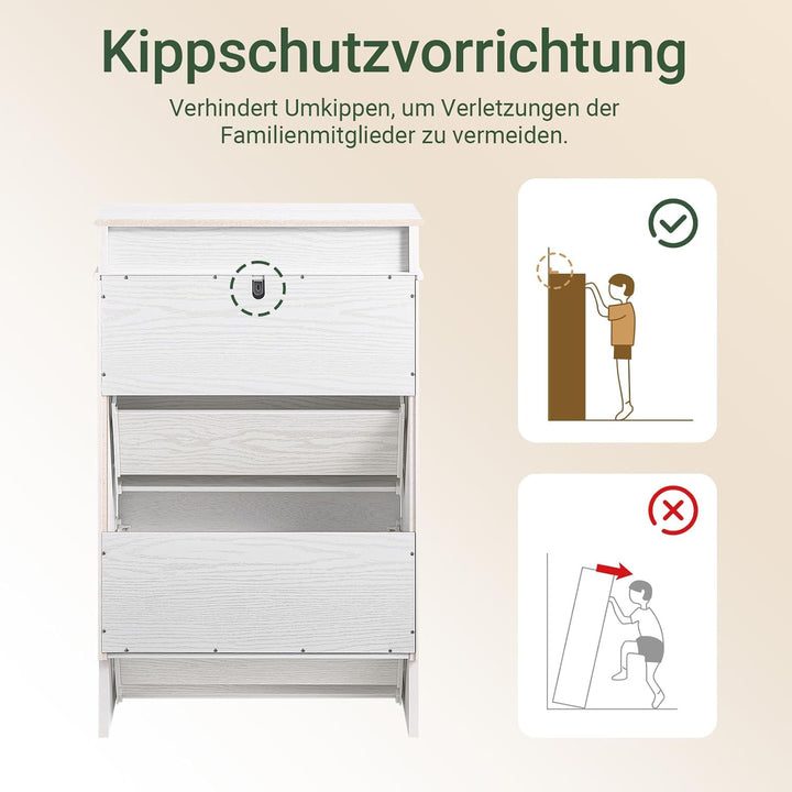 SoBuy Schuhschrank Schmal Weiss Holzoptik, Flurschrank Schmal mit Schublade, Schuhschrank Vintage, S