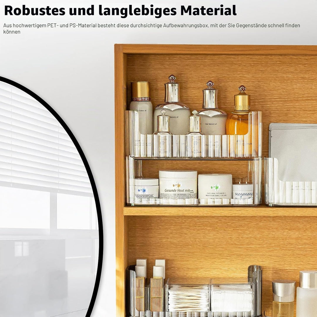 poeland Stapelbares Make-up-Tablett mit 2 Lippenstifthüllen und 2 Wattestäbchenboxen, Aufbewahrungsb