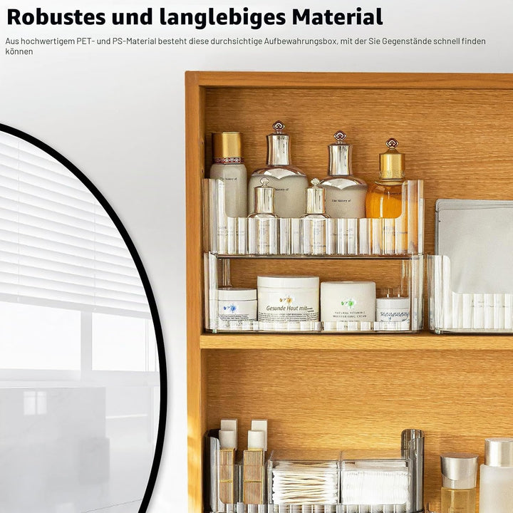 poeland Stapelbares Make-up-Tablett mit 2 Lippenstifthüllen und 2 Wattestäbchenboxen, Aufbewahrungsb