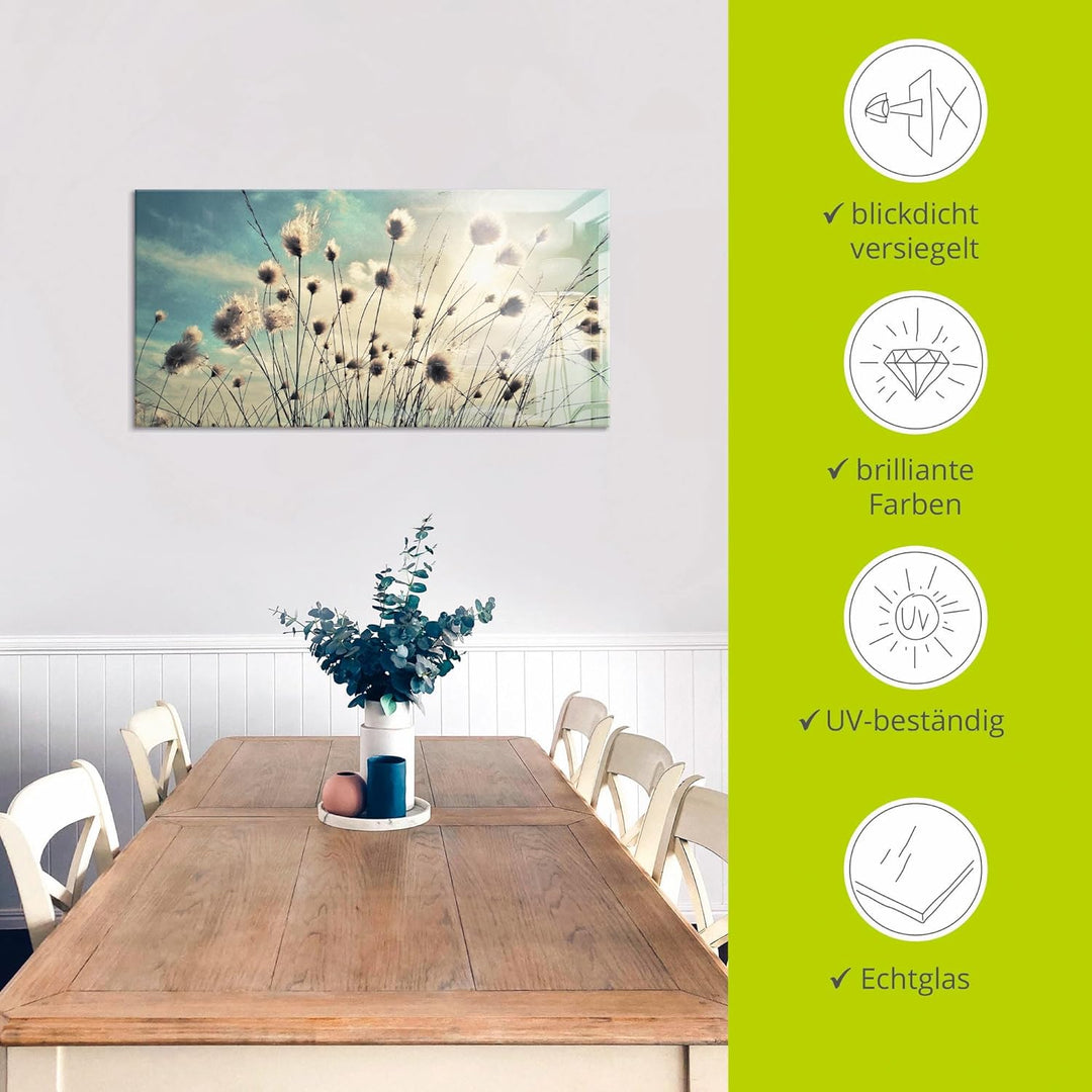 ARTland Glasbilder Wandbild Glas Bild einteilig 100x50 cm Querformat Natur Zauber Idyll Sonne Moor P