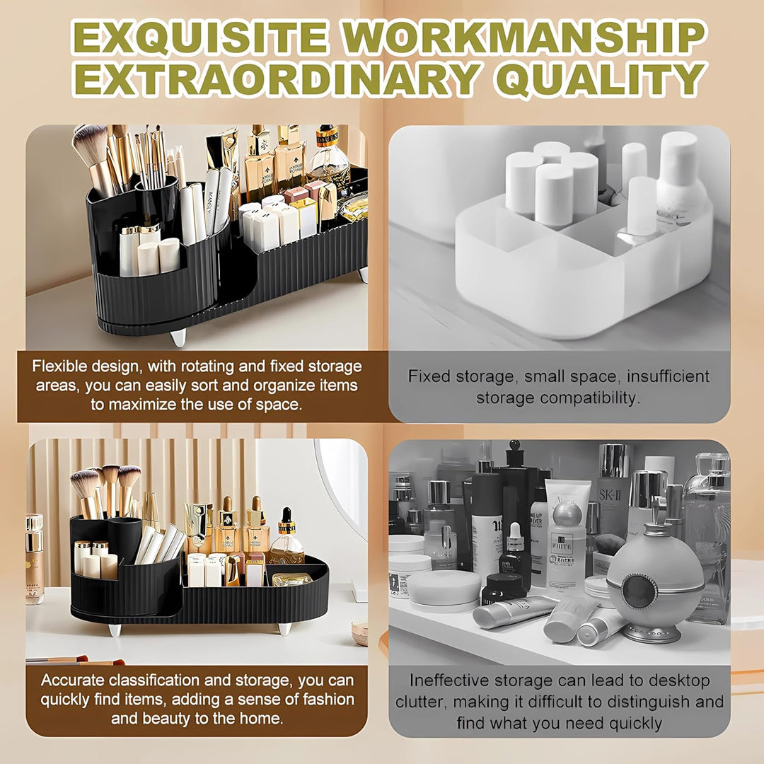 Make up Organizer 360° Drehbar, Grosser Bad Kosmetik Organizer mit Aufbewahrungsbox für Schminktisch