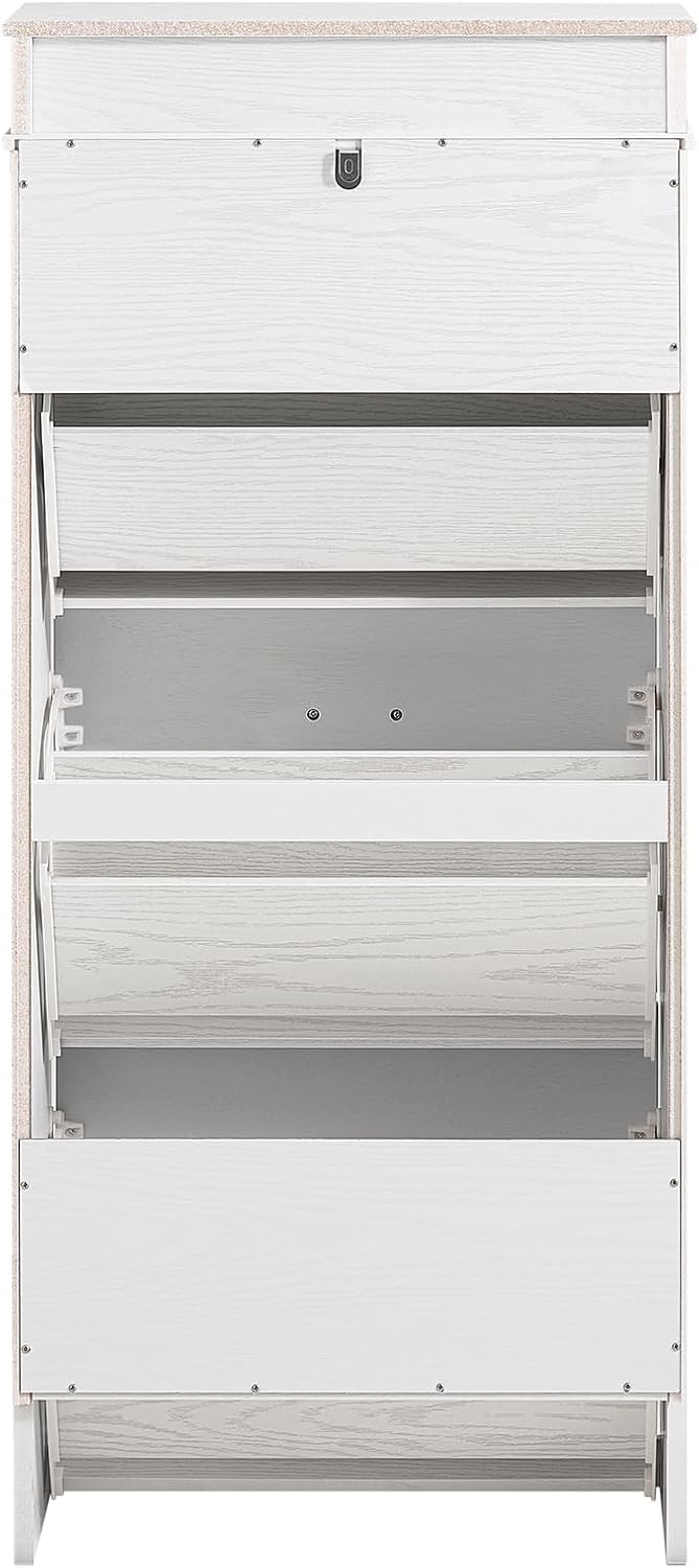 SoBuy Schuhschrank Schmal mit 3 Klappen - Schmaler Schuhkipper, Verstellbares Schuhregal für Flur &