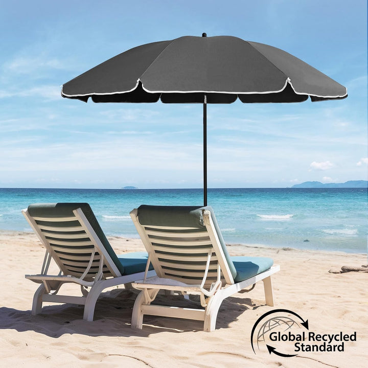 Sekey Sonnenschirm 160 cm mit Schutzhülle, Sonnenschirm Strand mit Neigungswinkel und Höhe verstellb