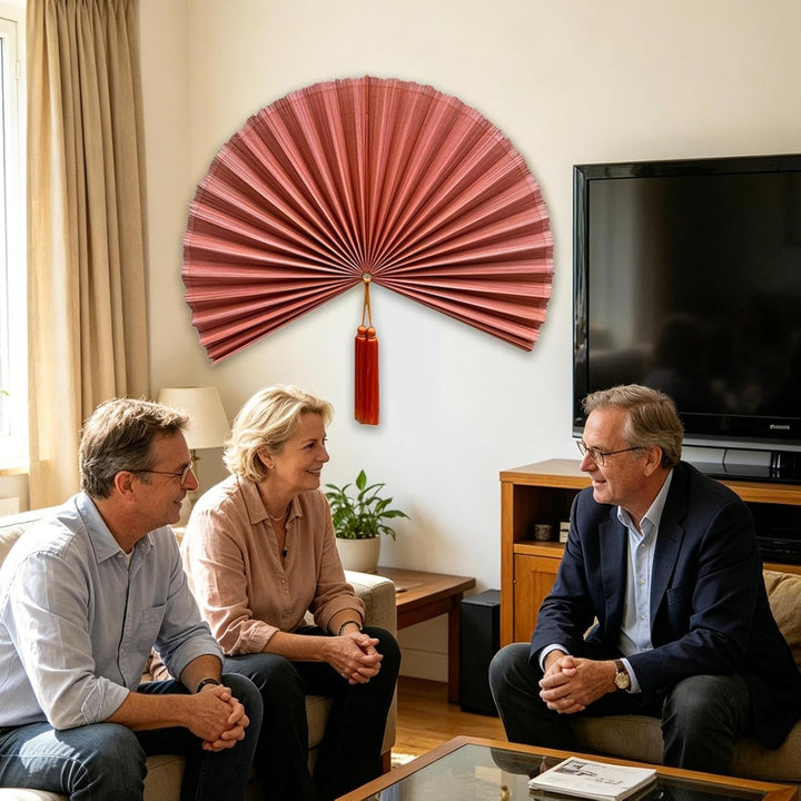 Wanddekoration, handgefertigter Bambus, dekorativer Wandventilator, Boho-Stil, Kopfteil, Wanddekorat