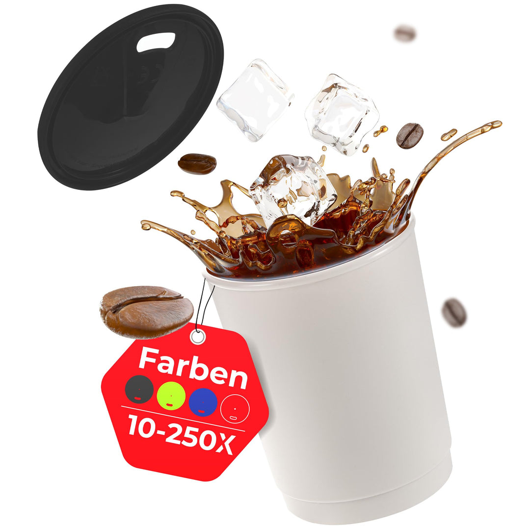 achilles Kaffeebecher mit Deckel, Kunststoffbecher, Mehrwegbecher, Trinkbecher, LFGB geprüft, spülma