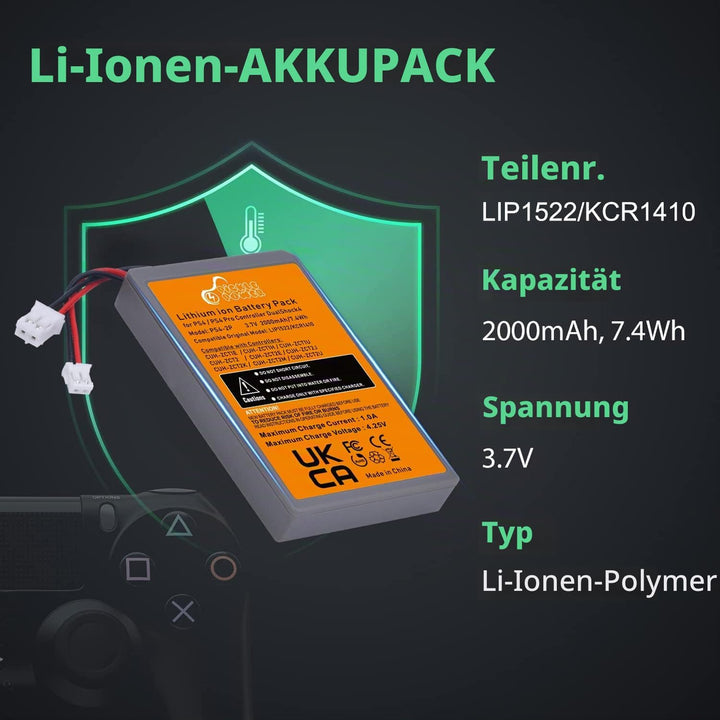PS4 Controller Akku, Pickle Power 2 x 2000mAh PS4Pro Akkus für Sony Playstation 4 Dualshock 4 V1 V2