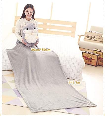 2 in 1 Hamster Kuscheltier Plüschtier Hamster Kissen mit Kuscheldecke Super Süsses Geschenk für Kind