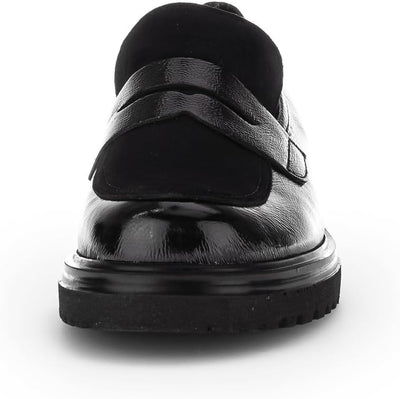 Gabor Damen Slipper, Frauen Halbschuhe,Wechselfussbett,Komfortable Mehrweite (H) 38 EU Weit Schwarz