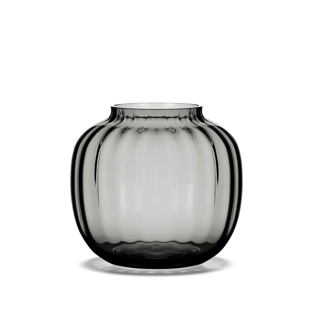 Holmegaard Vase H12.5 cm Primula Optisches Muster aus mundgeblasenem Glas, grau 14,50x14,50x12,50 Gr