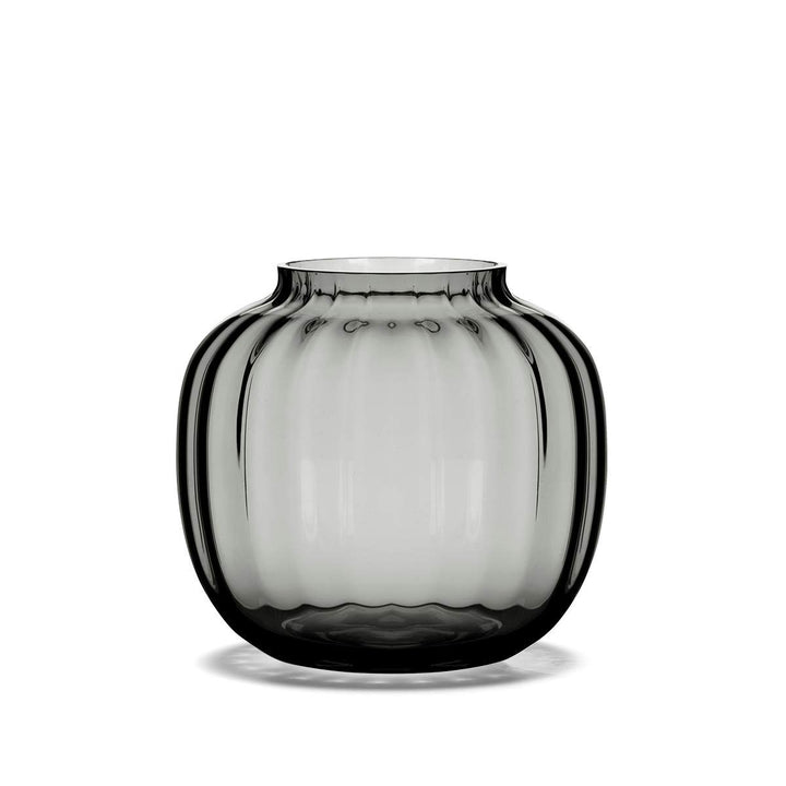 Holmegaard Vase H12.5 cm Primula Optisches Muster aus mundgeblasenem Glas, grau 14,50x14,50x12,50 Gr