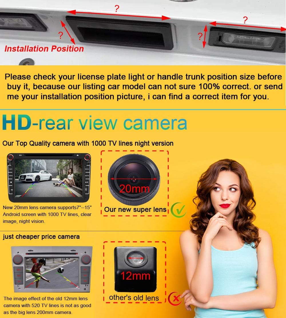 20mm Lens Super HD 170° Weitwinkel Wasserdicht Nachtsicht Rückfahrkamera Ersatz für Ford Focus 2 MK2