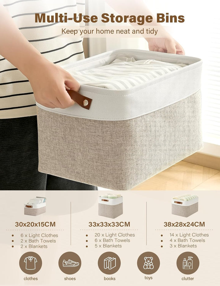 Bagnizer Klappbare Aufbewahrungskörbe für Regale Schrank 4-teilig Kleine Stoff-Organizer-Boxen mit G