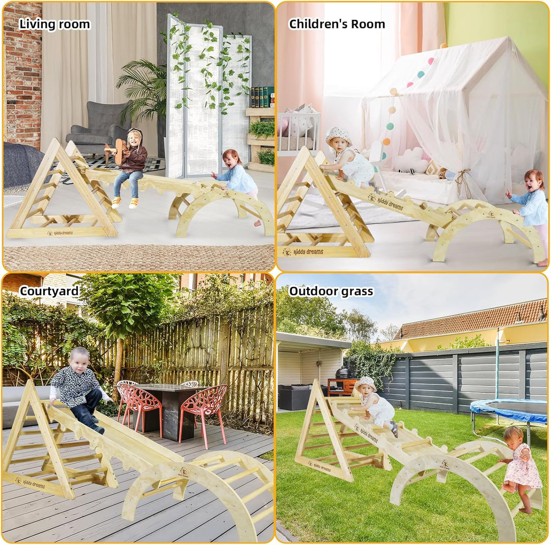 CCLIFE Kletterdreieck mit Rutsche und Kletterbogen ab 1 Jahr 6 in1 Montessori Klettergerüst Indoor P