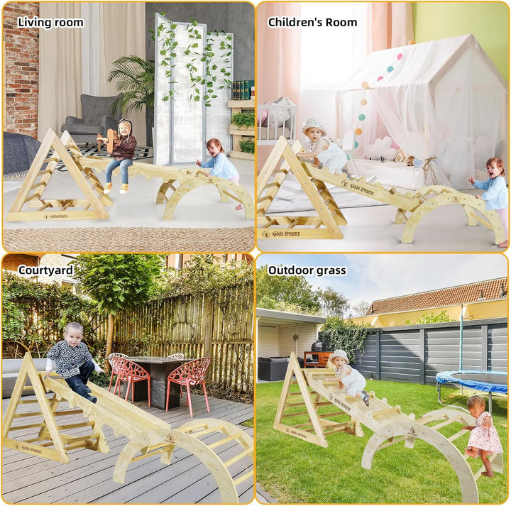 CCLIFE Kletterdreieck mit Rutsche und Kletterbogen ab 1 Jahr 6 in1 Montessori Klettergerüst Indoor P