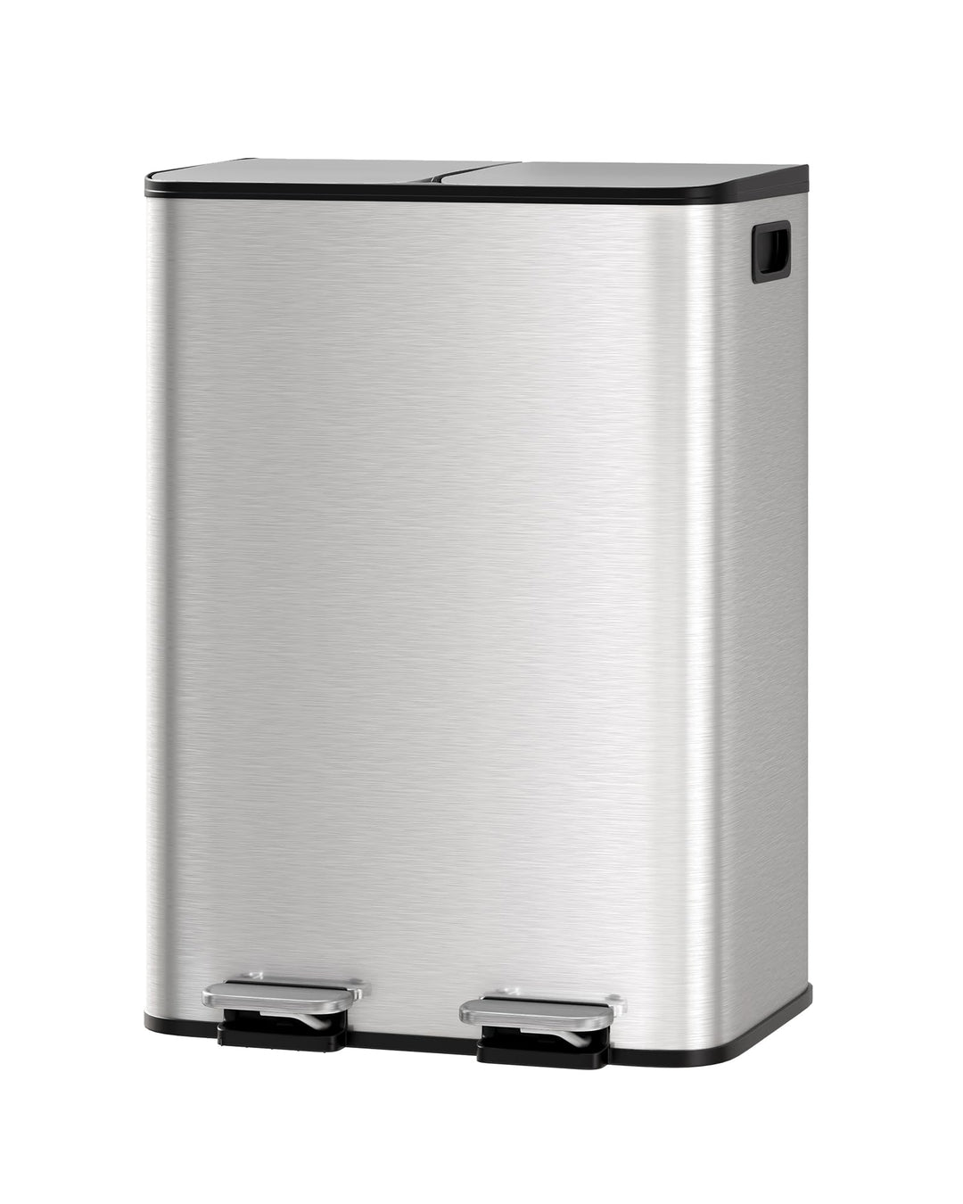 GarveeHome Mülleimer Küche, 2 x 30 L, Mülltrennsystem 2 Fächer, Edelstahl-Tretmülleimer mit Seitlich