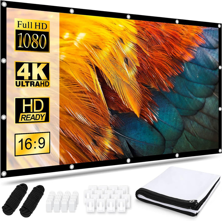 Osoeri Beamer Leinwand 120 Zoll Projektionsleinwand, 16: 9 HD Faltbarer Projektionsschirm Anti-Falte