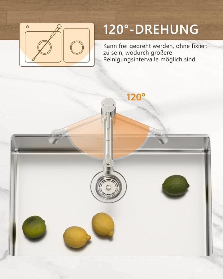 DAYONE Küchenarmatur mit Ausziehbarer Brause, Hochdruck Wasserhahn Küche, Spültischarmatur mit Herau
