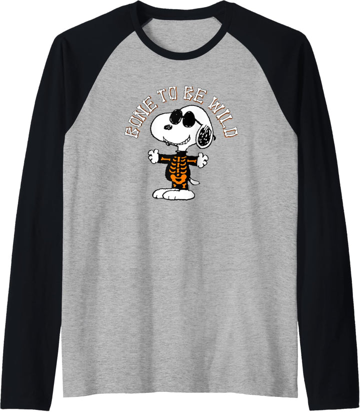 Peanuts Halloween Knochen, um wild zu sein Raglan
