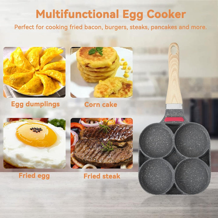 HERCHR 4 Eier Pancake Bratpfanne, Pfannkuchenpfanne Für Gasherd Und Induktionsherd, Spiegelei Burger
