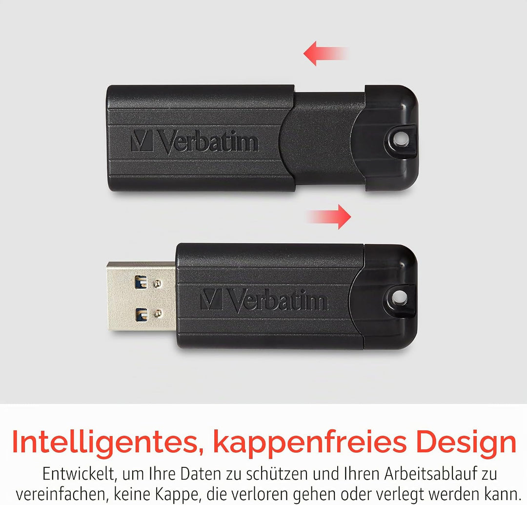 Verbatim PinStripe USB-Stick, 256GB, USB 3.2 Gen 1, USB Speicherstick, externer Speicher für Laptop