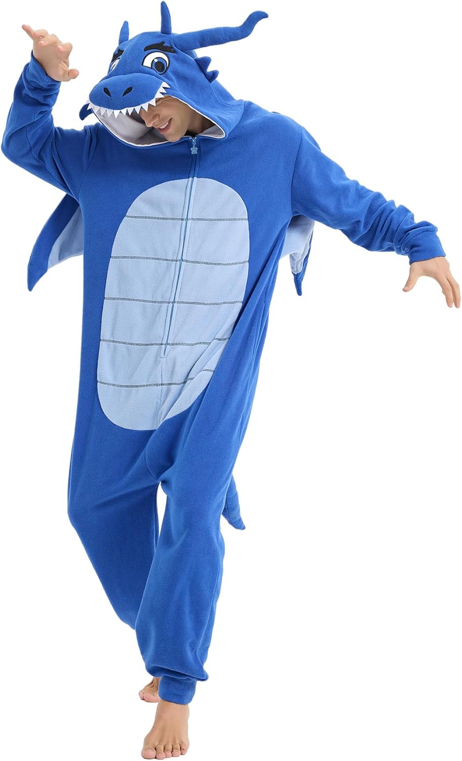 Focupaja Drache Onesie Erwachsene Tier-Cosplay Halloween Pyjamas Kostüme Teenager-Overall Einteiler