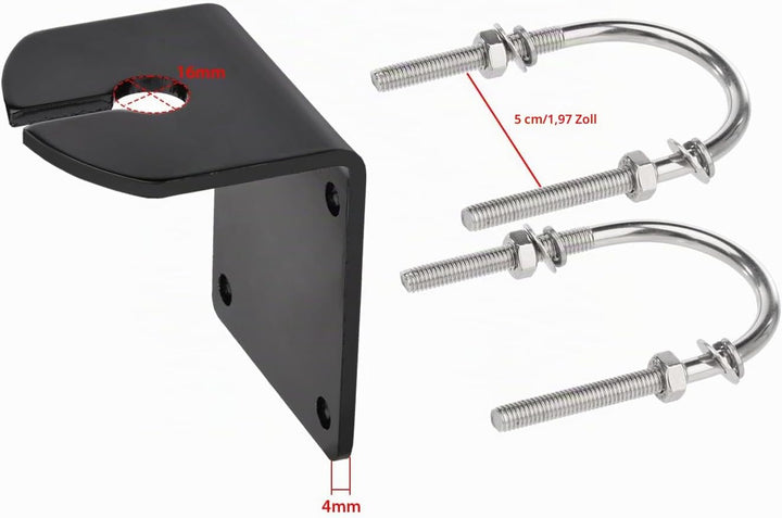 Bingfu Aluminium-L-Halterung mit U-Bolzen zur Mastmontage, 16-mm-Loch, strapazierfähige, wasserdicht