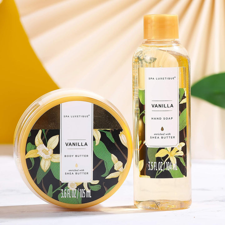 SPA LUXETIQUE Damen Bade Geschenkset - 10tlg Vanilladuft Geburtstaggeschenk für Frauen mit Handtasch