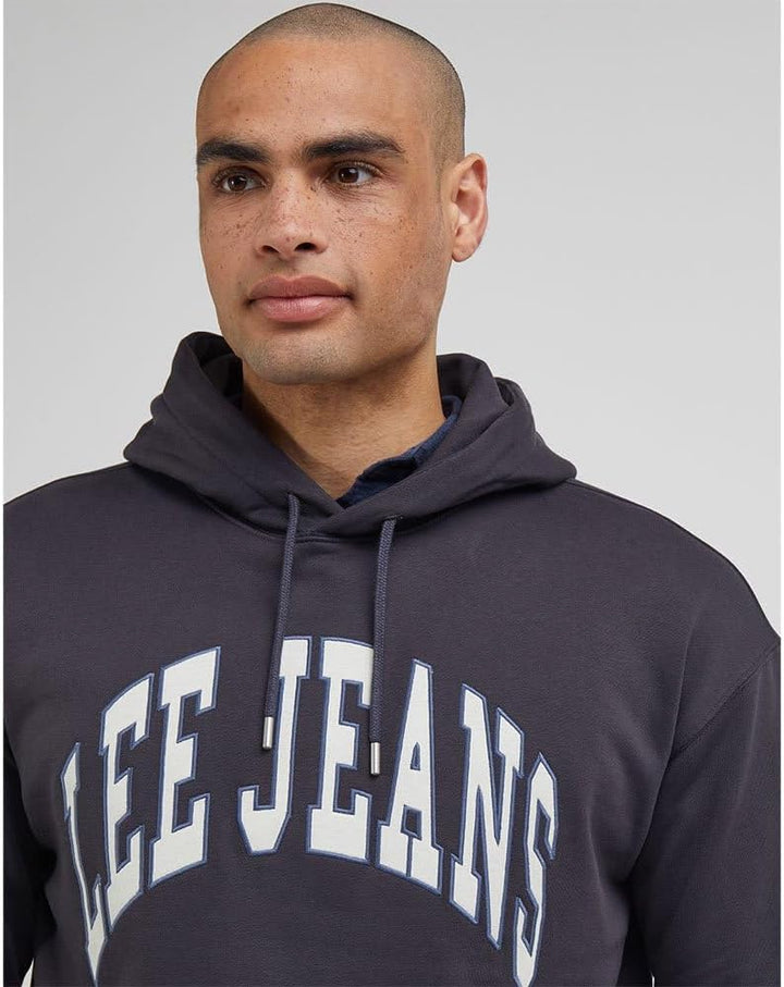 Lee Herren Varsity Hoodie Hooded Sweatshirt S Schwarz, S Schwarz