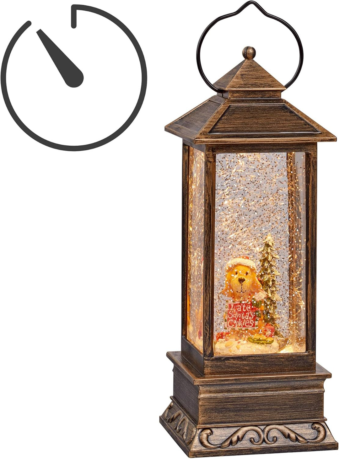 hellum LED Laterne, Schneekugel Weihnachten mit Motiv Hund, 10x27,5cm leuchtende Weihnachtslaterne m