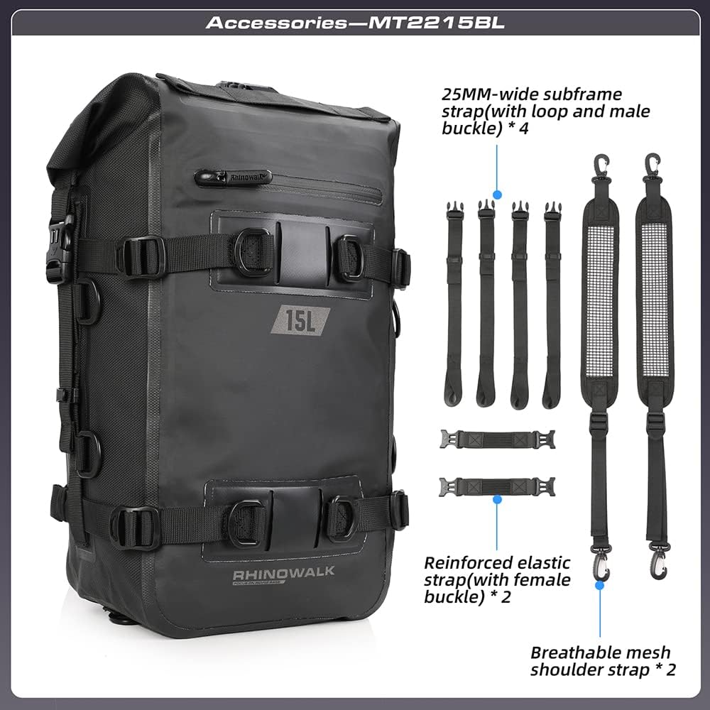 Rhinowalk Multifunktionale Motorradtasche Hecktasche Motorradgepäck 15L Motorradkoffer Satteltaschen